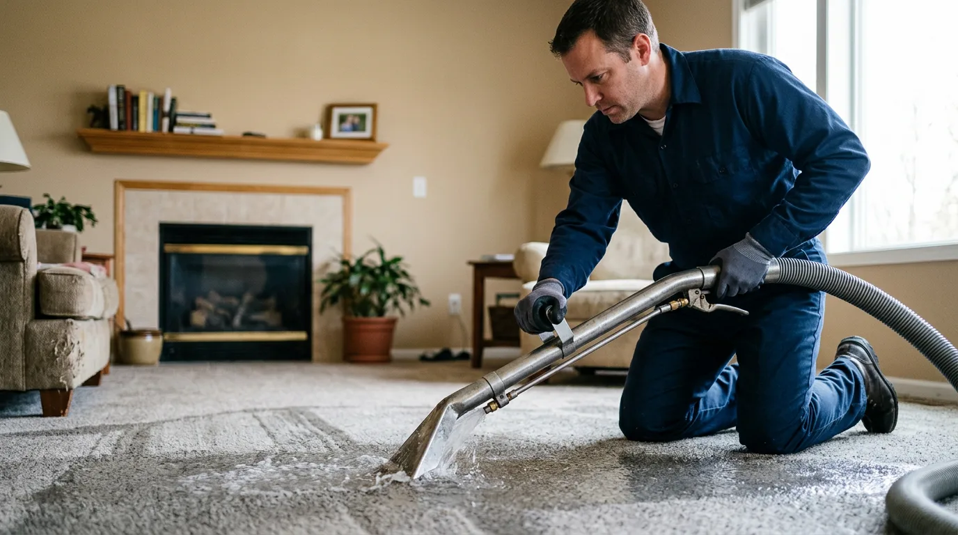 Water damage restoration technician working near Stilwell, KS